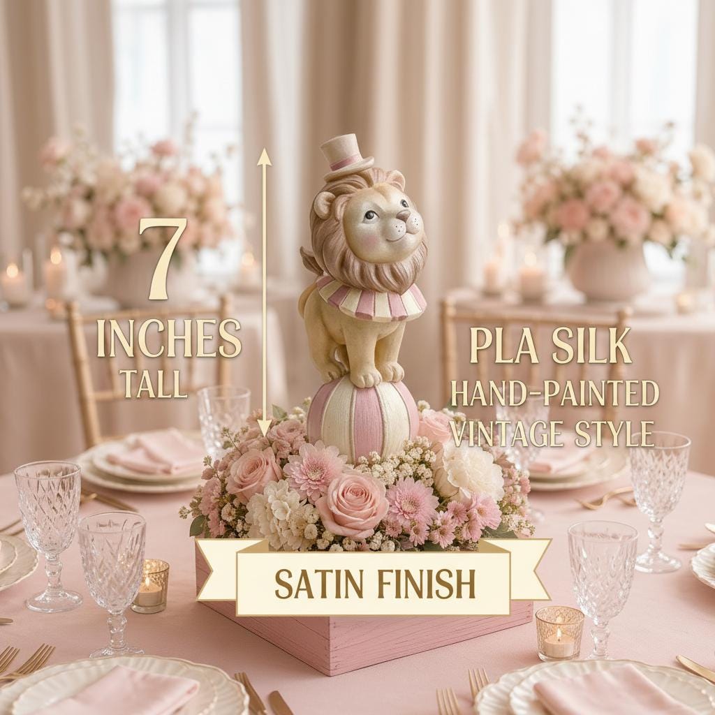 Circus Lion Party Centerpiece , Circus Party Centerpiece Party Prop, Cake topper, Baby Shower Pastel Colors