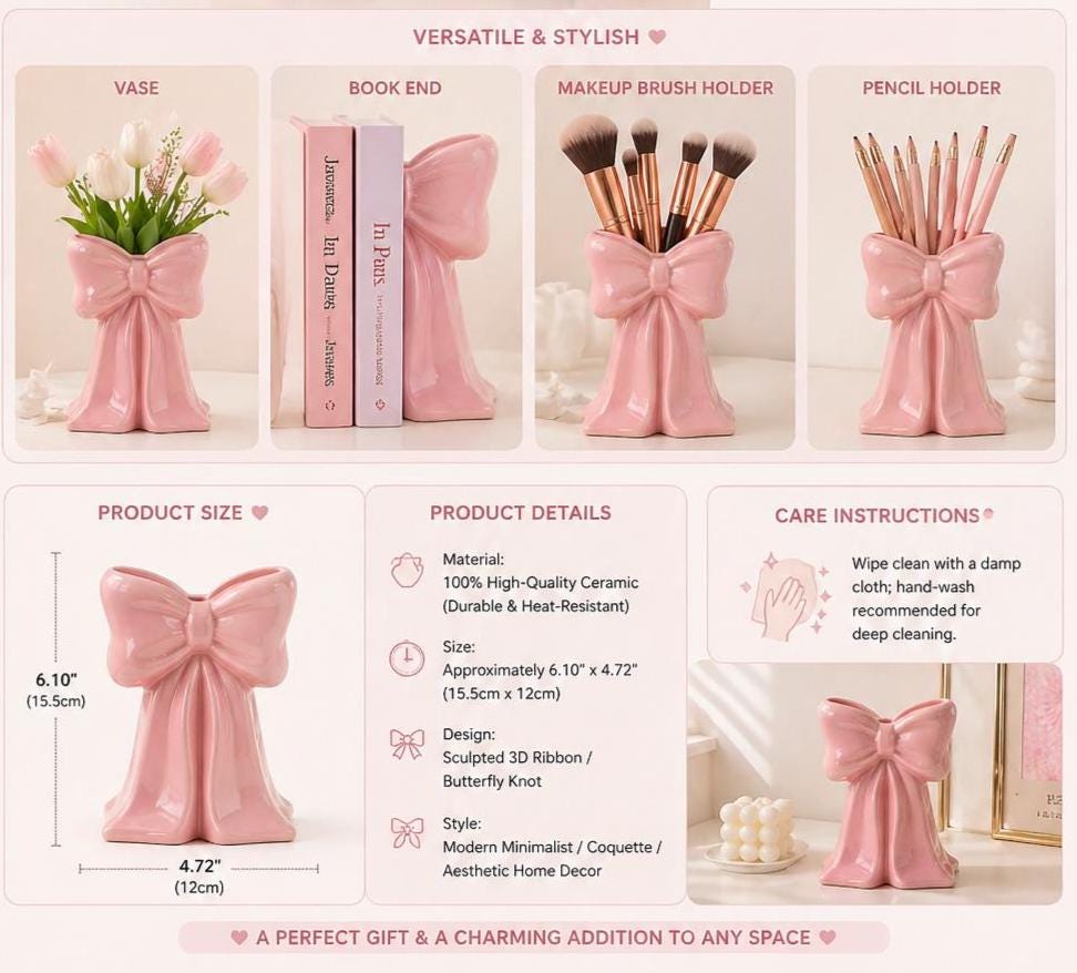 Coquette, Ceramic Vase Bow