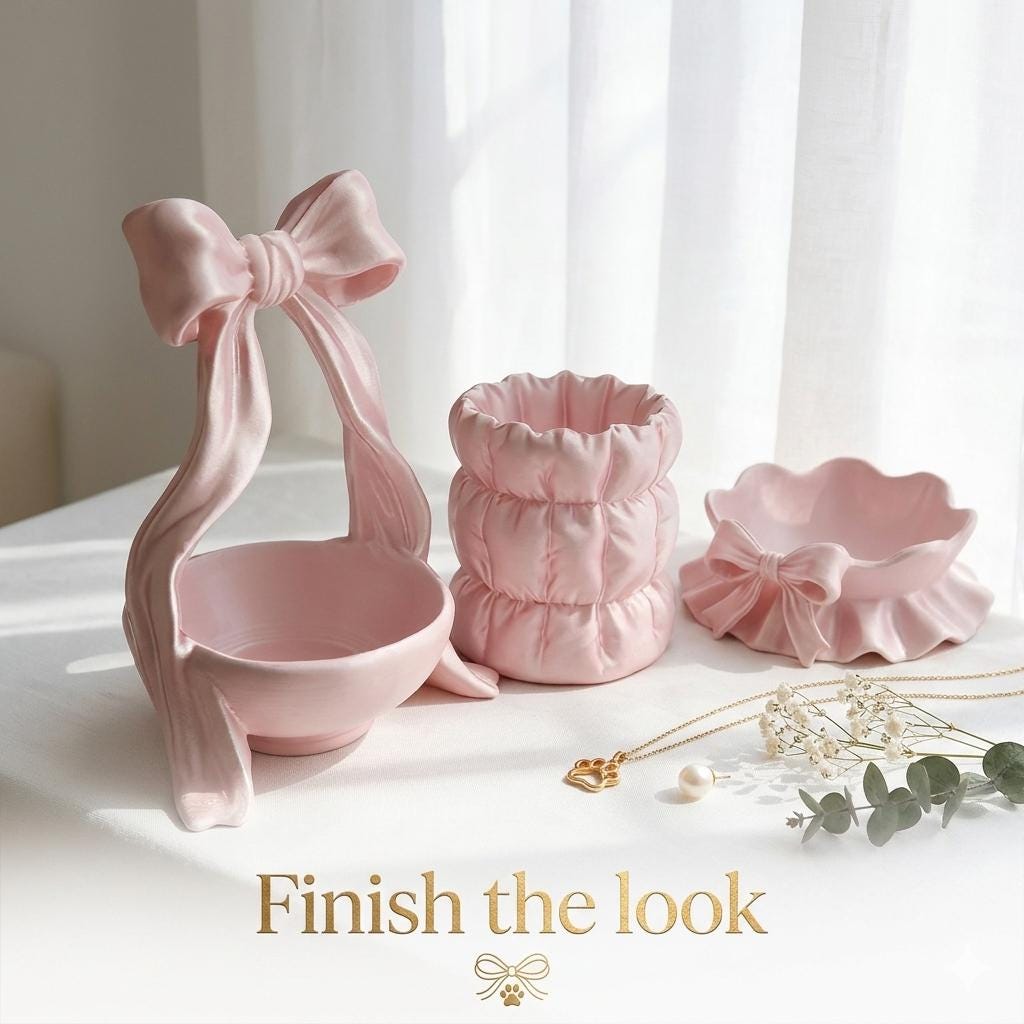 Coquette Jewelry Display Bow, 3D Printed Desktop Decoration