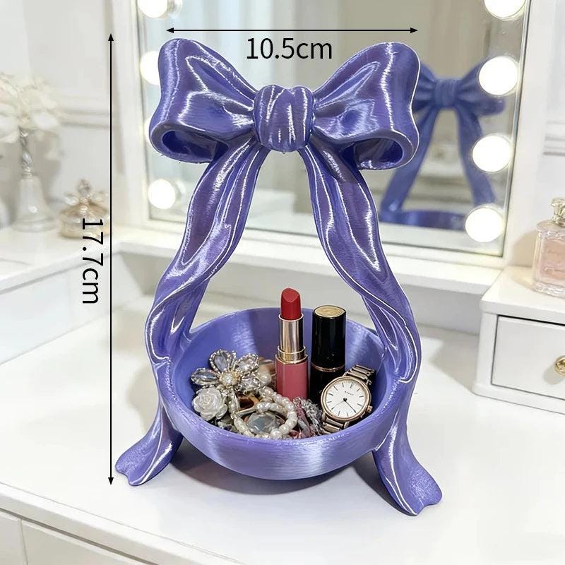 Coquette Jewelry Display Bow, 3D Printed Desktop Decoration