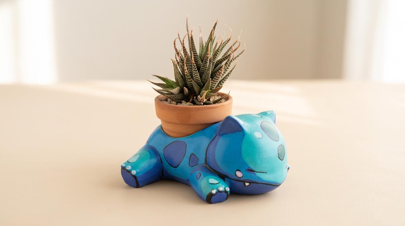 Cute Creature Planter Pot, Kawaii Succulent Planter, Anime Inspired Desk Decor, Small Flower Pot, Gift for Plant Lover, Gamer Room Decor