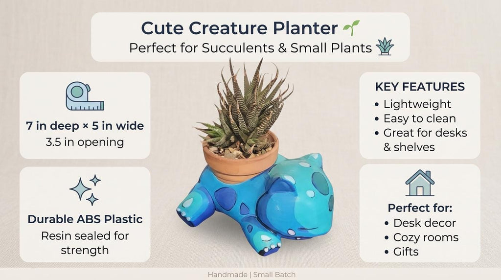 Cute Creature Planter Pot, Kawaii Succulent Planter, Anime Inspired Desk Decor, Small Flower Pot, Gift for Plant Lover, Gamer Room Decor