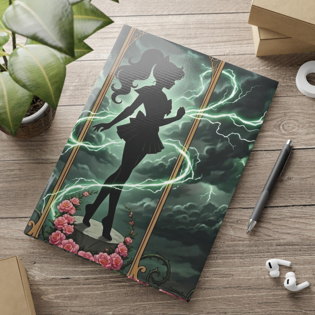 Dark Magical Girl Notebook, Anime Lightning Journal, Aesthetic Hardcover Sketchbook, Witchy Kawaii Stationery, Gift for Anime Lover