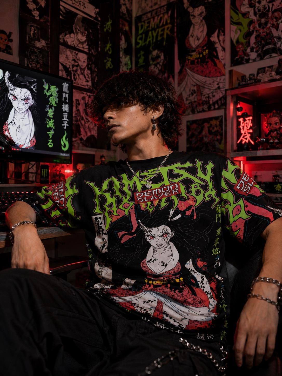 Demon Hunters Slayers Nezuko Oversized  T-shirt, Anime Fan Shirt, Demon Slay Tee