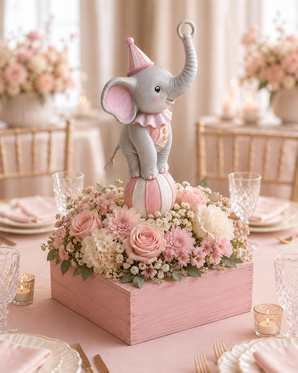 Elephant Circus Cake Topper, Centerpiece Baby Shower - MagikaPop