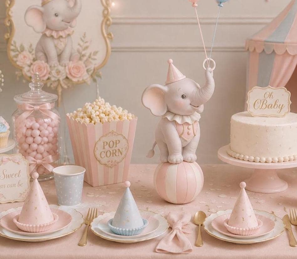 Elephant Circus Cake Topper, Centerpiece Baby Shower - MagikaPop