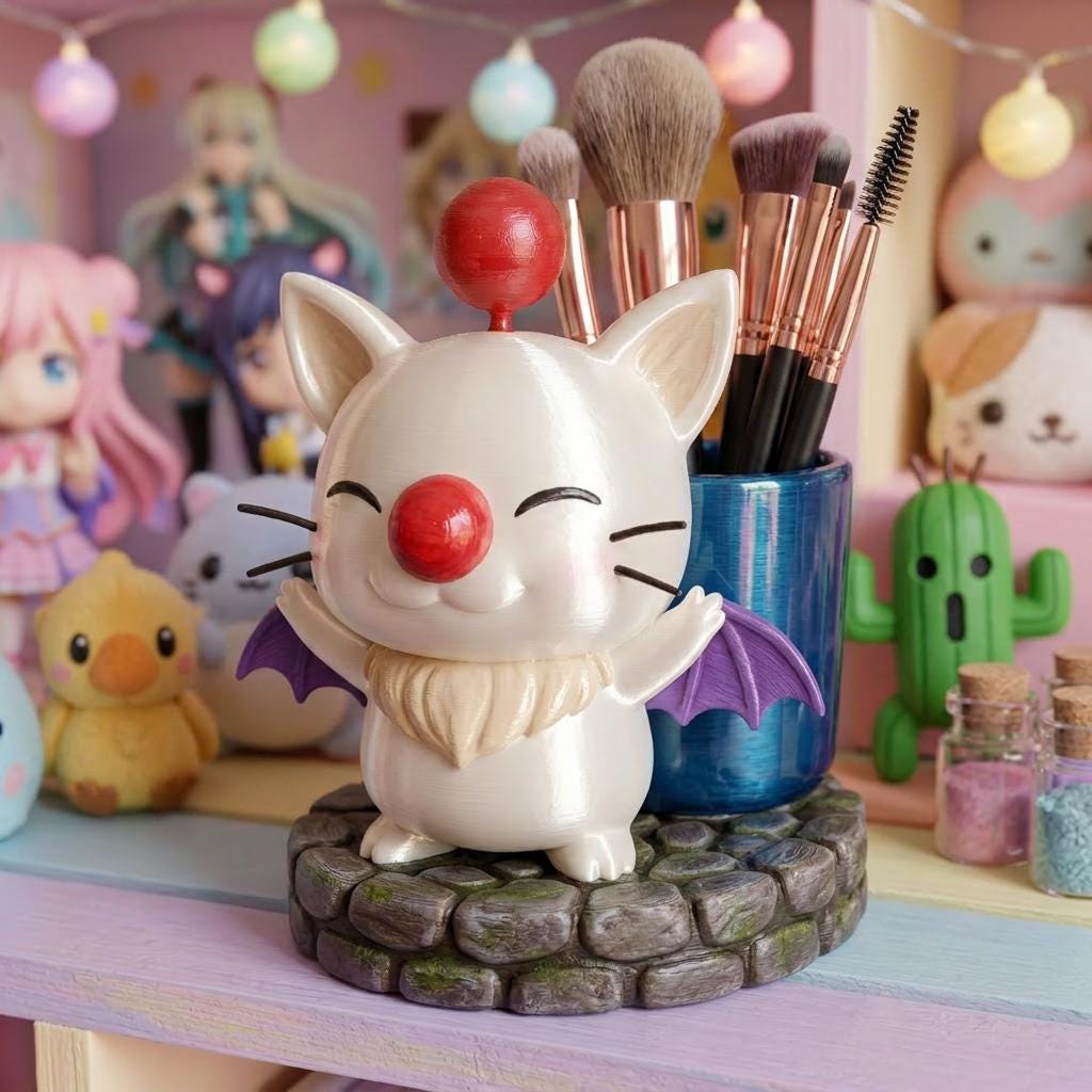 Final Fantasy Moogle Pencil Holder - Cute Gamer Desk Organizer