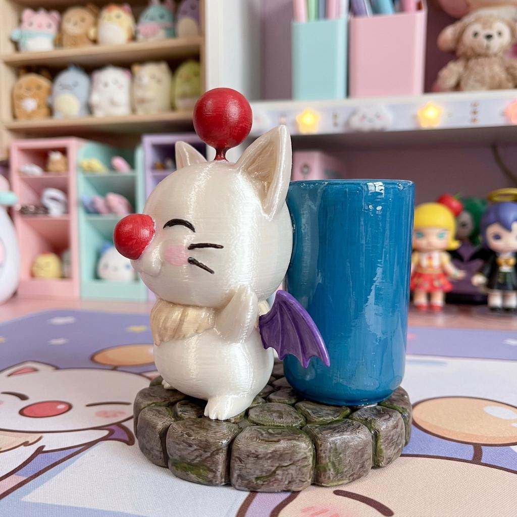 Final Fantasy Moogle Pencil Holder - Cute Gamer Desk Organizer