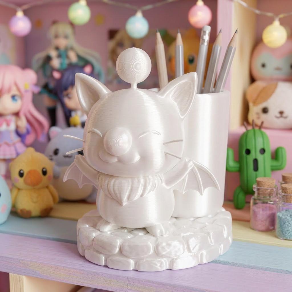 Final Fantasy Moogle Pencil Holder - Cute Gamer Desk Organizer