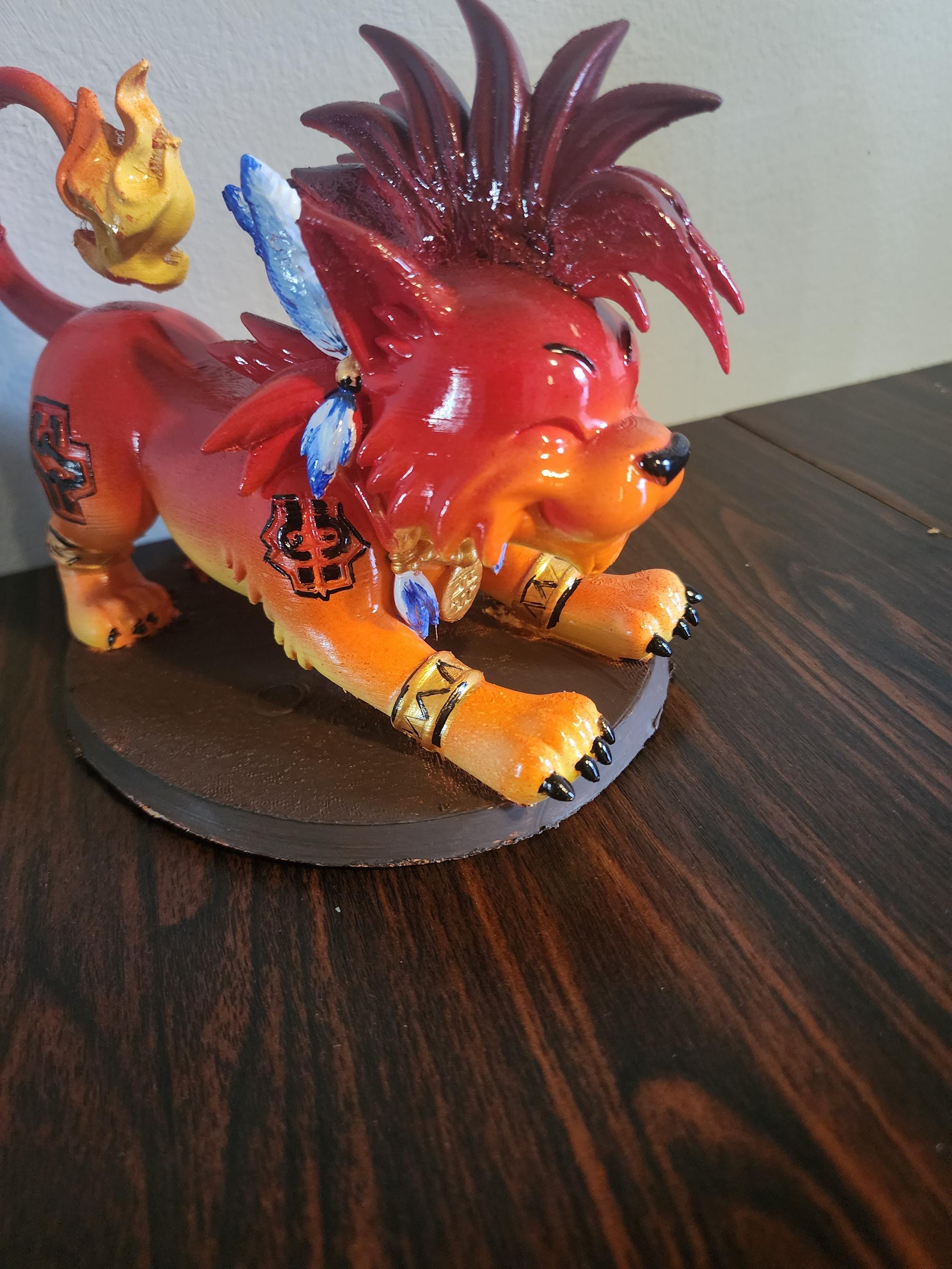 Red XIII , Red 13 , Handpainted 3d printed Figurine OAK 6.5x8.5 collectible