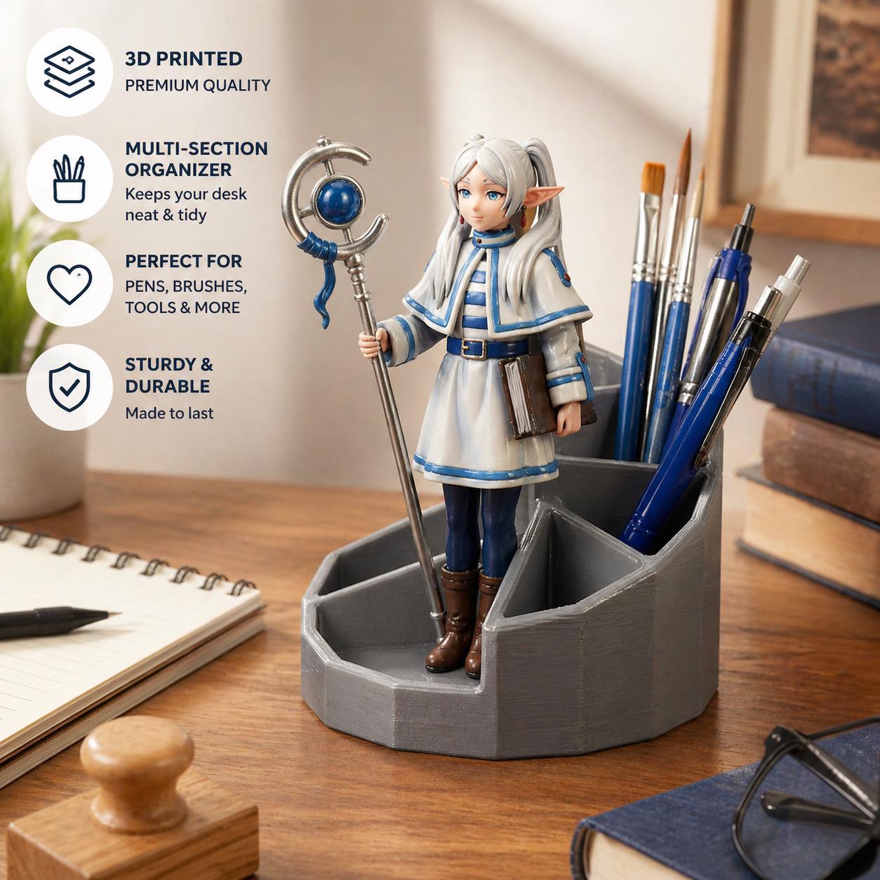 Frieren Journey's End, Desktop Organizer | Anime ,Office Decor, 3d printing , kawaii