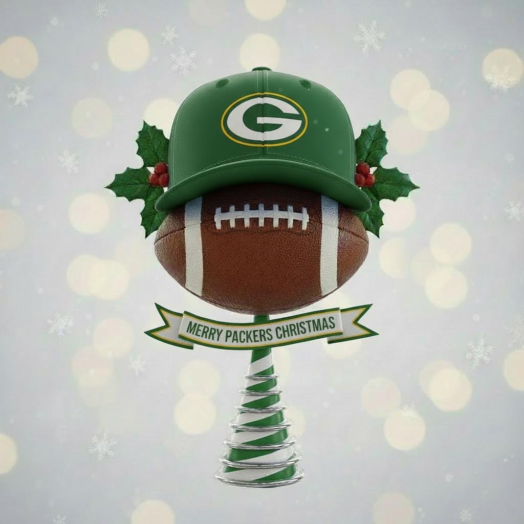 Green Bay Packers Inspired Christmas Tree Topper | 10 inches , NFL , Christmas , Decorations,
