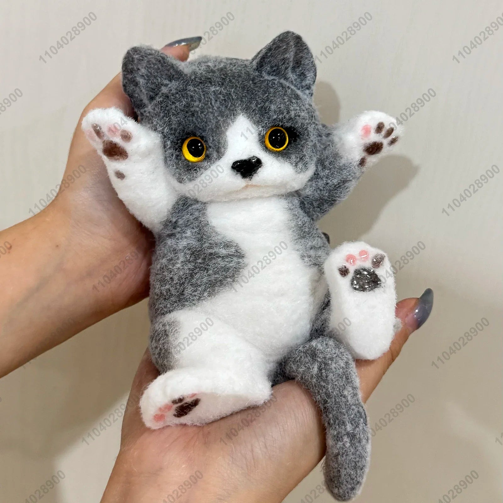 Handmade Big Kitty Cat High Quality Squishy Silicone Fuzzy Kitten Stress Release Gift