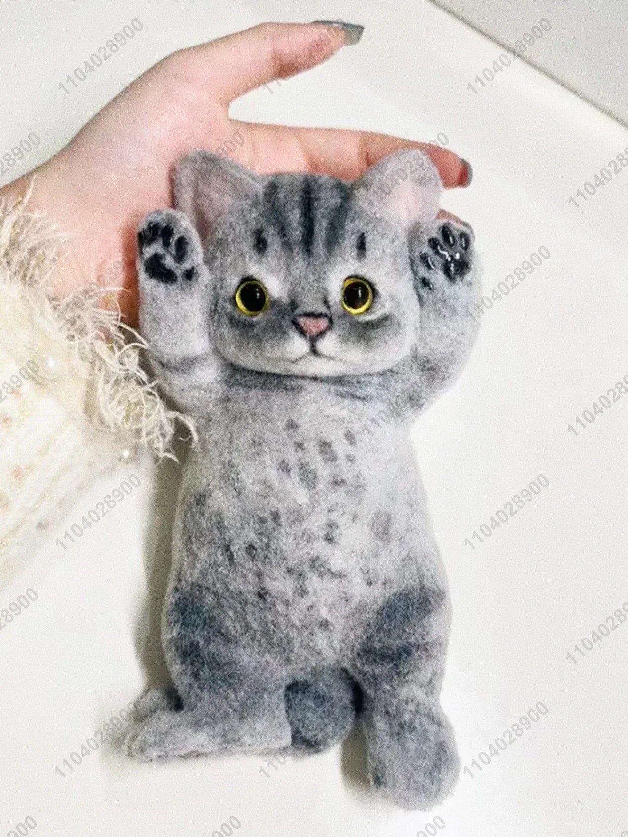 Handmade Big Kitty Cat High Quality Squishy Silicone Fuzzy Kitten Stress Release Gift