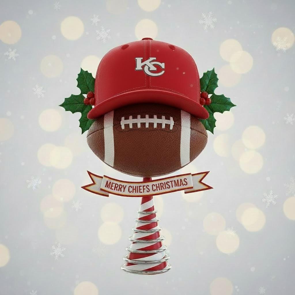 Kansas City Chiefs Inspired Christmas Tree Topper 10 inches Christmas Gift