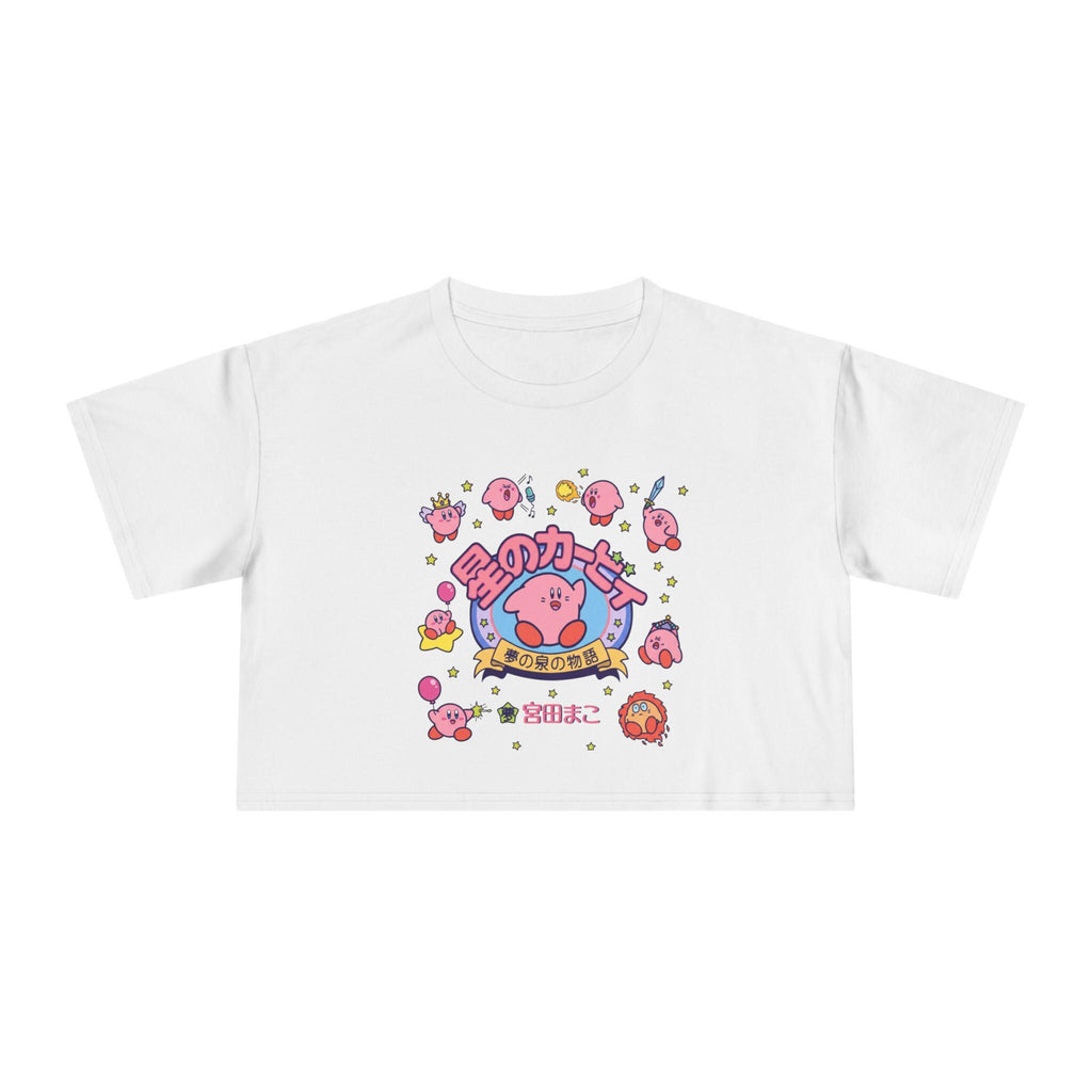 Kirby Star Cartoon Crop Tee | Retro Gamers Character Graphic Shirt - MagikaPop