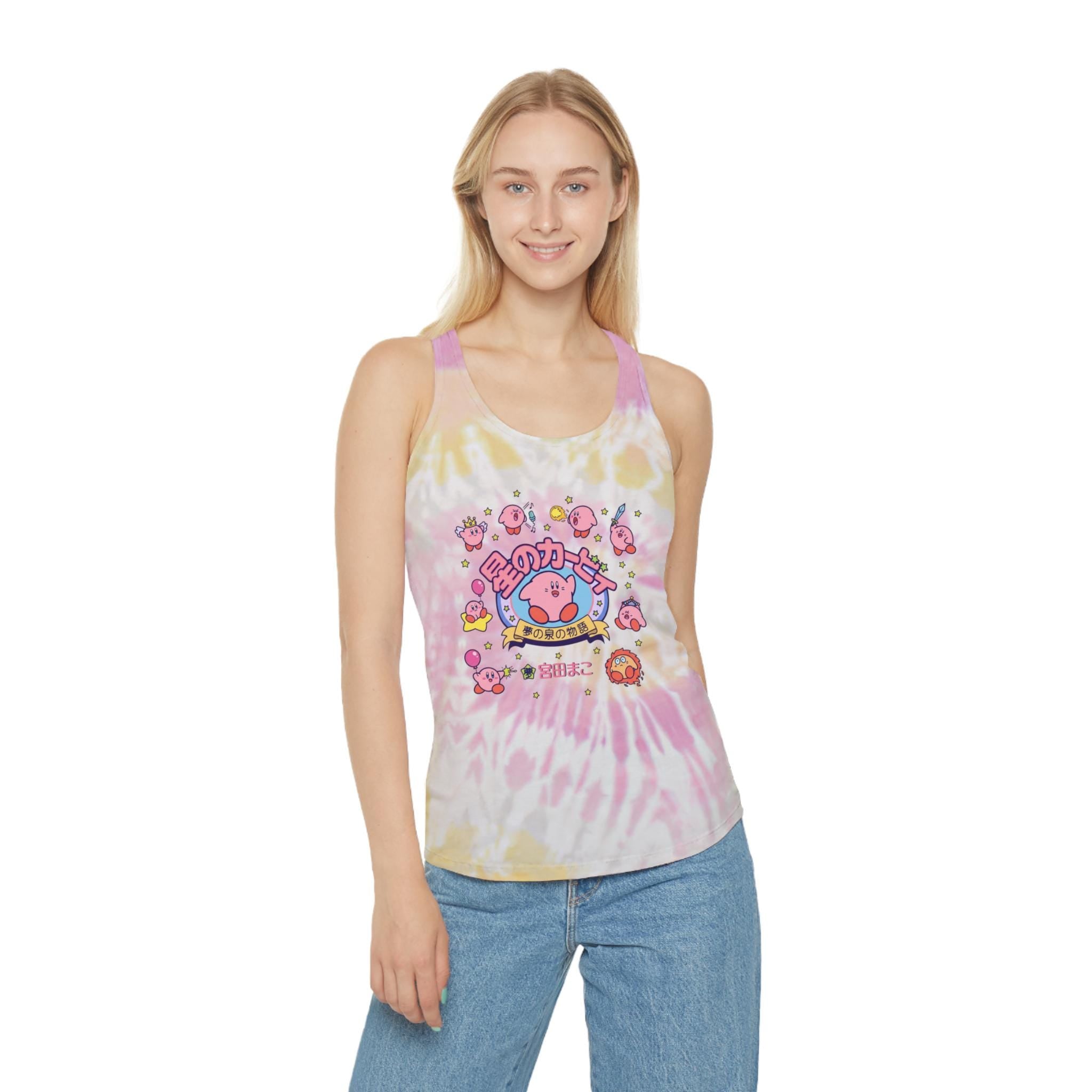 Kirby Star Characters tie dye racerback tank top | kawaii video game design - MagikaPop