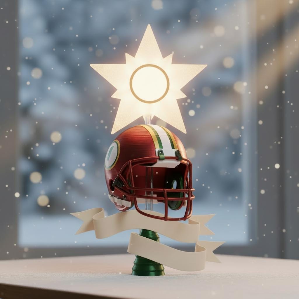LIGHTED Christmas Tree Topper 12 inches,  Personalized, Team Logos , NFL , Kansas City Chiefs, Dallas Cowboys, Steelers, 49ers, Raiders,