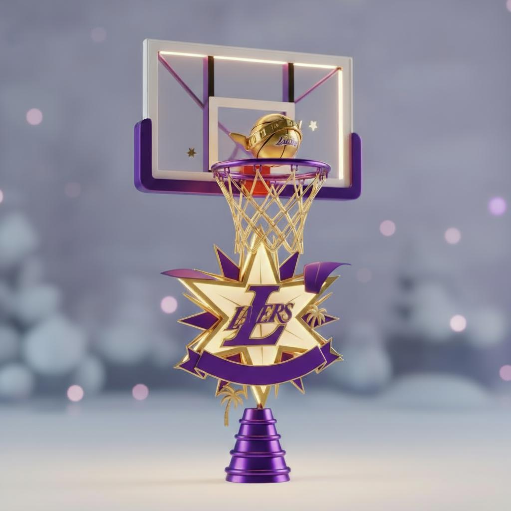 Lakers Christmas Tree Topper | Purple and Gold Tree Star/Finial | Los Angeles Basketball Fan Holiday Decor | NBA Gift Christmas Gift