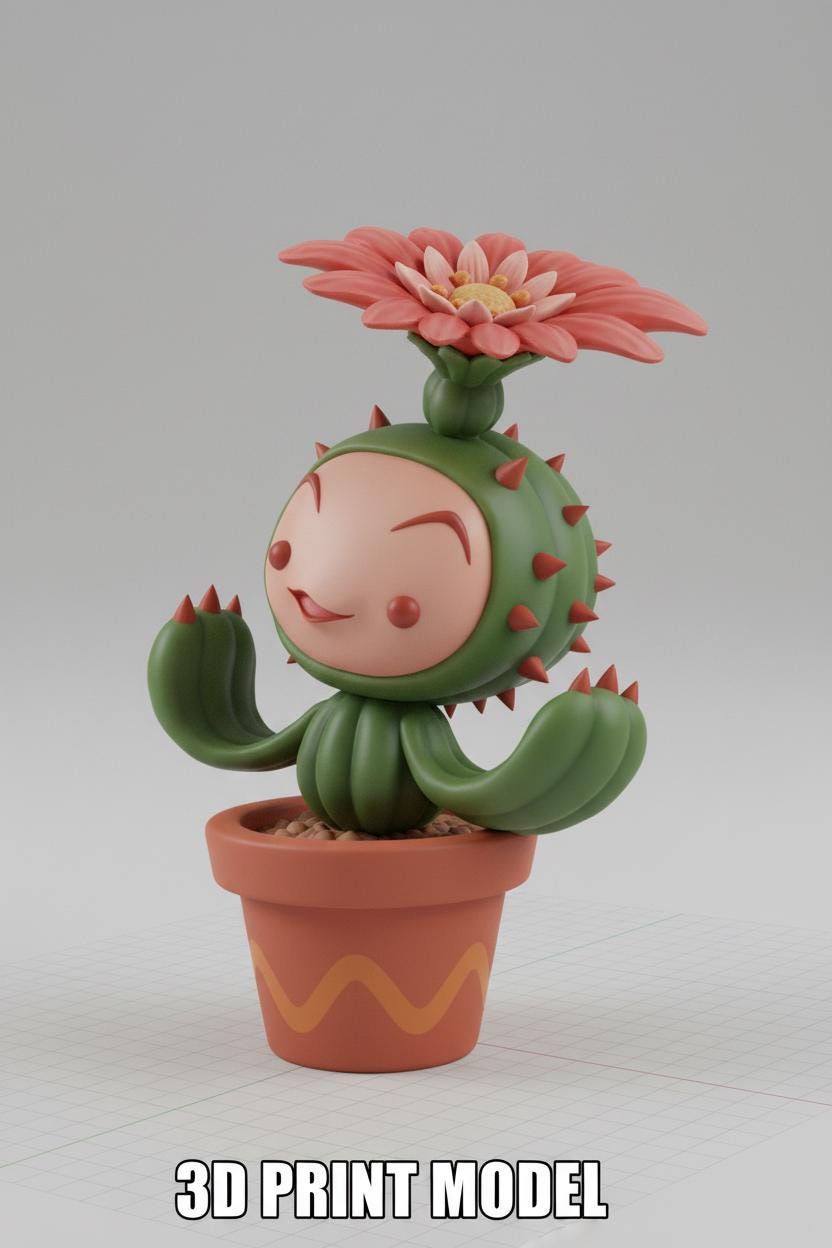 Legend of Mana Li'l Cactus Hand-Painted Figurine – 4 Inch PLA Collectible