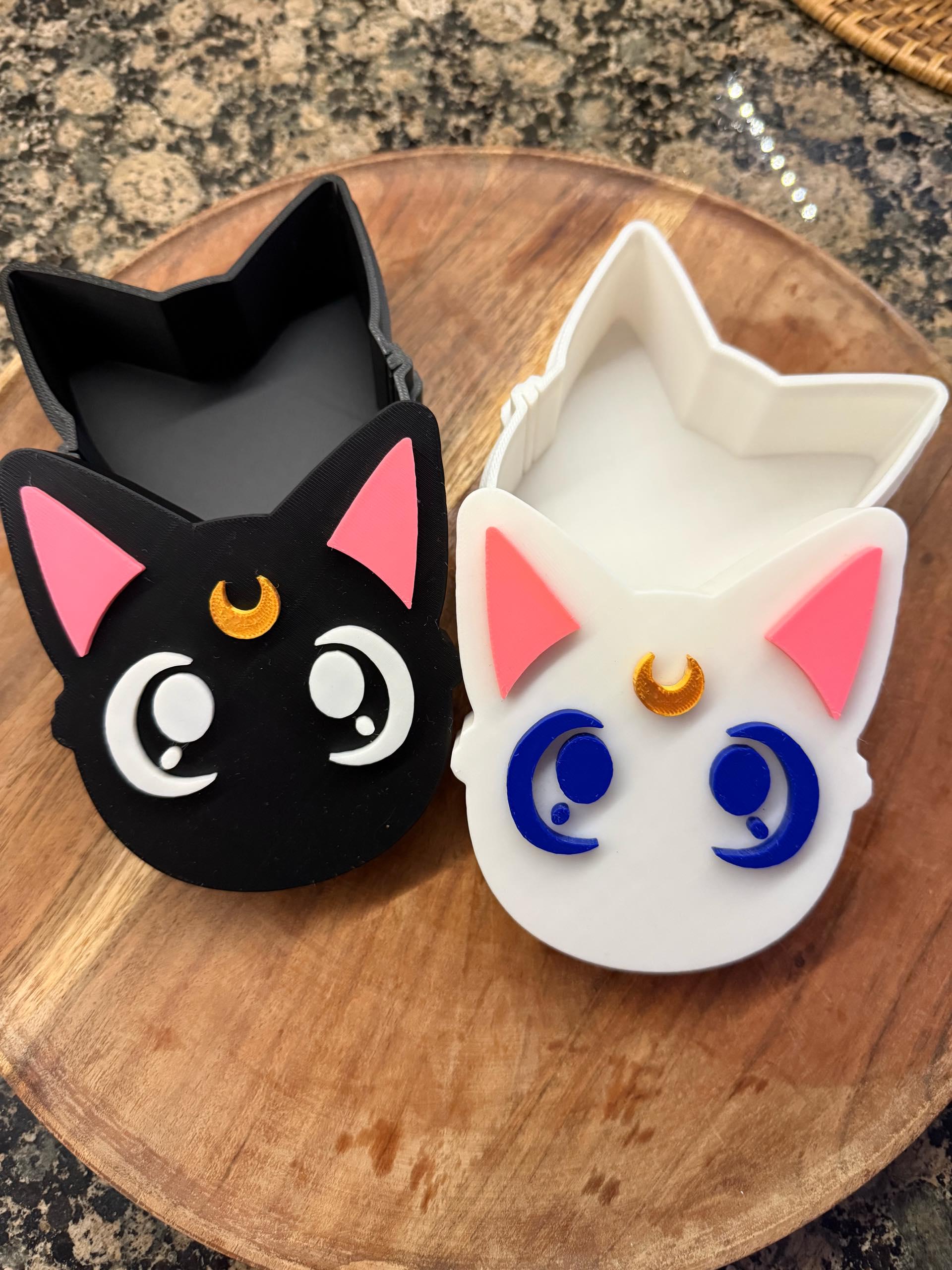 Luna Cat 3D Printed Desk Organizer, Sailor Moon Inspired Holder, Trinket Box ,Gifts for Her, Anime Lovers