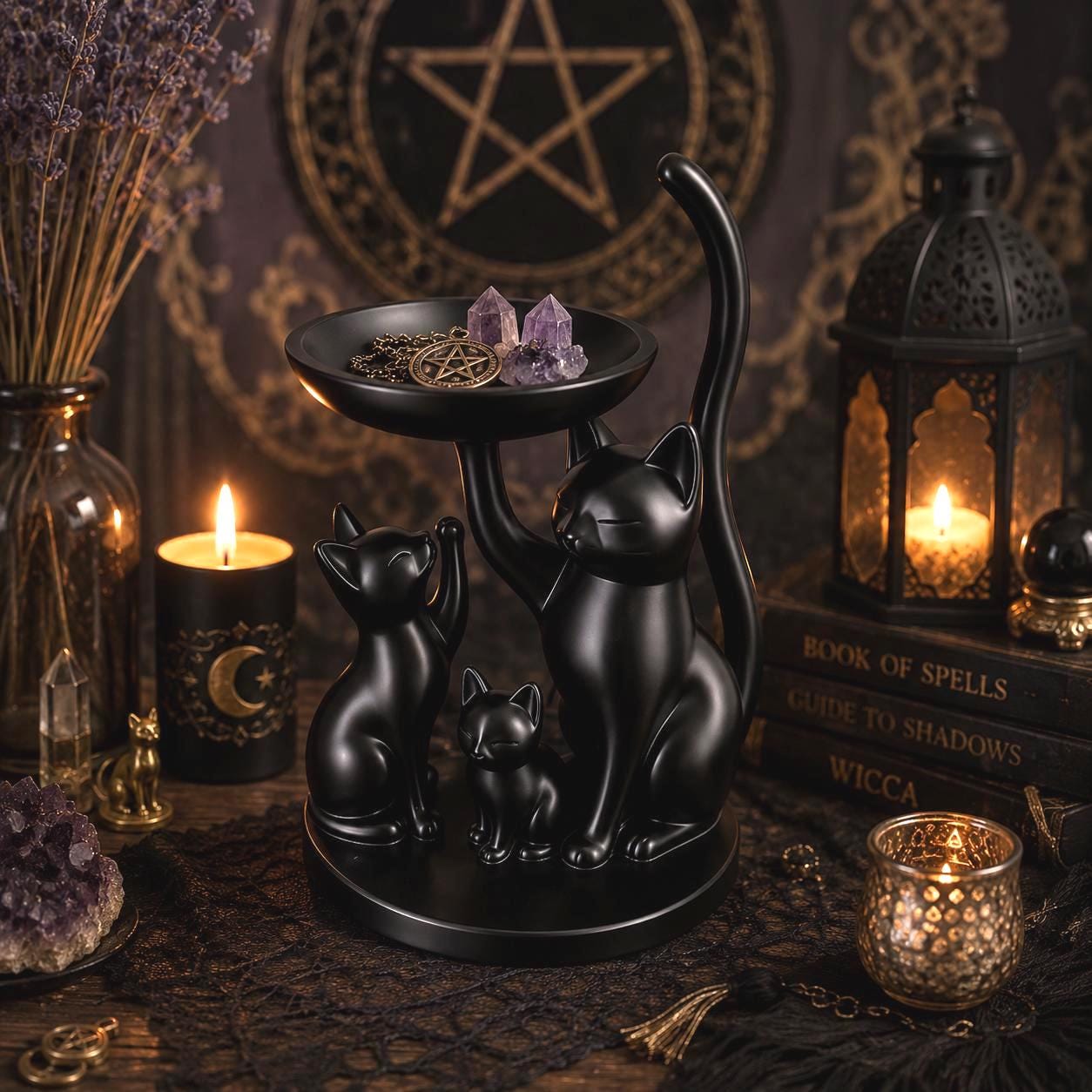 Magical Black Cat Shaped Jewelry Tray, 3D Printed, Decorative Ring Holder, Gifts for Cats Lovers, Gift for Her, Vanity Organizer