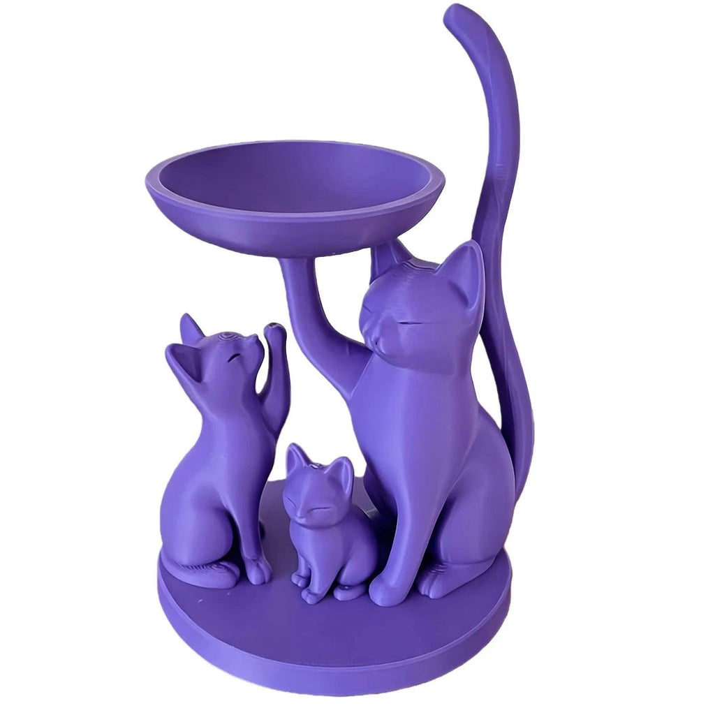 Cat Shaped Jewelry Tray 3D Printed Decorative Ring Holder, Gifts for Cats Lovers
