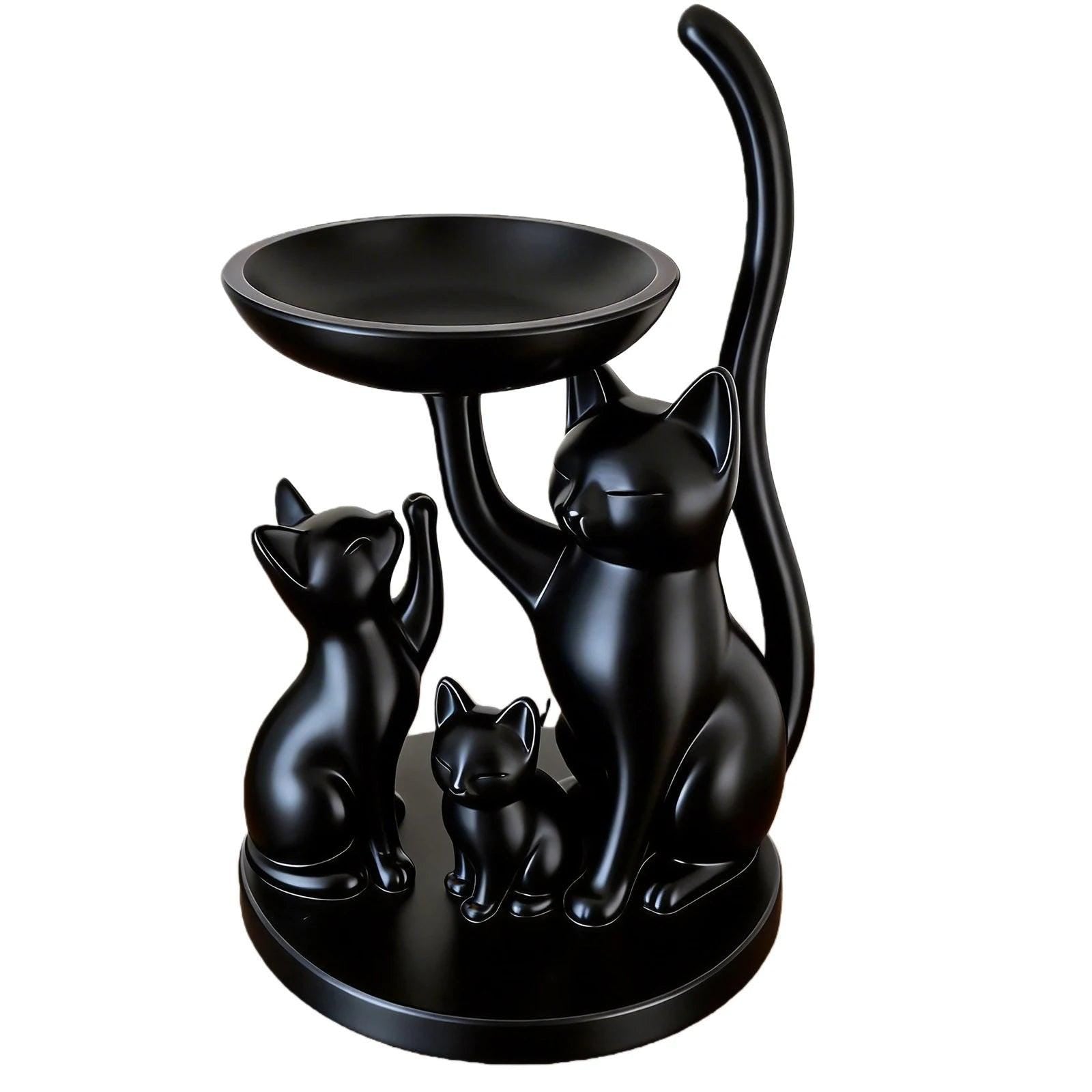 Cat Shaped Jewelry Tray 3D Printed Decorative Ring Holder, Gifts for Cats Lovers