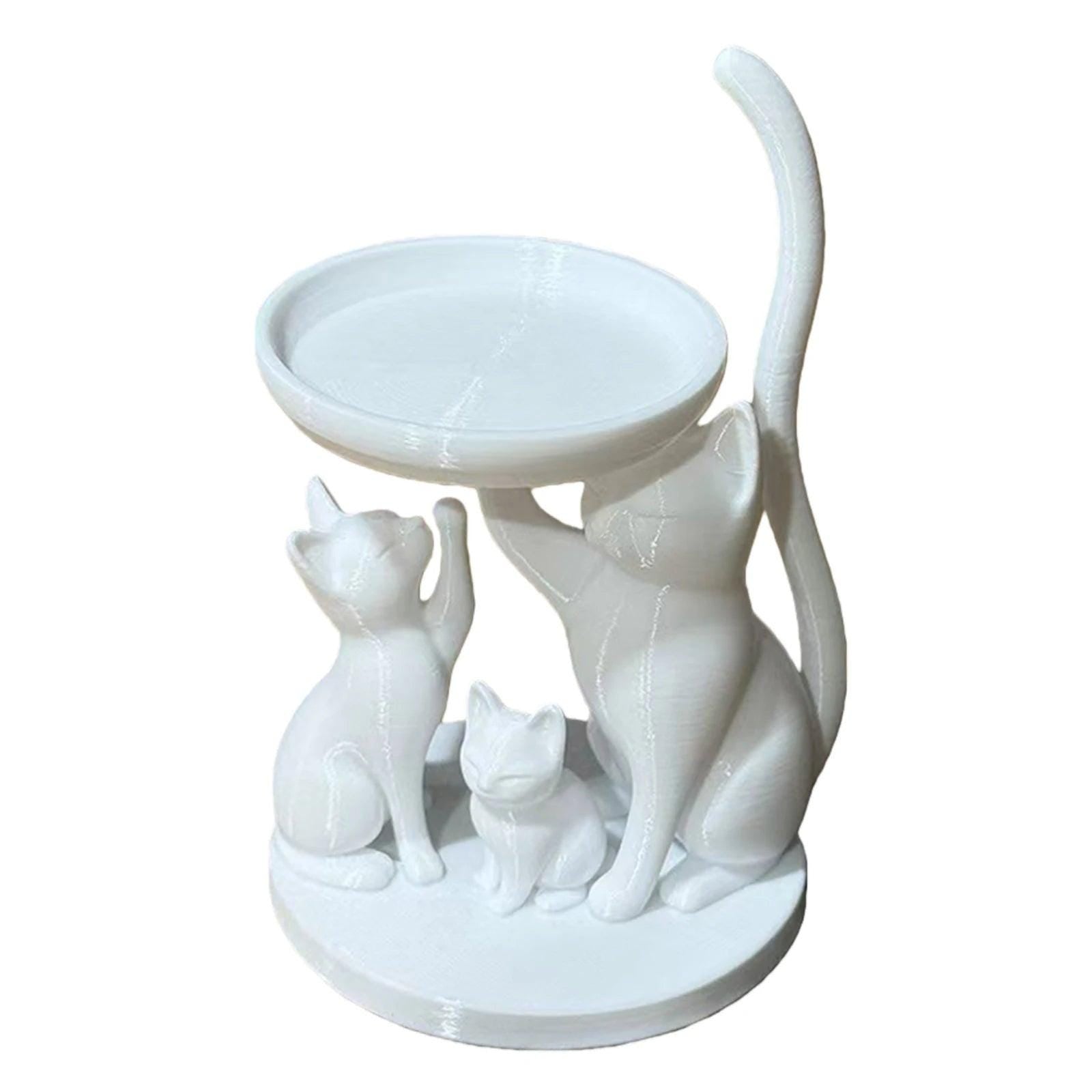 Cat Shaped Jewelry Tray 3D Printed Decorative Ring Holder, Gifts for Cats Lovers
