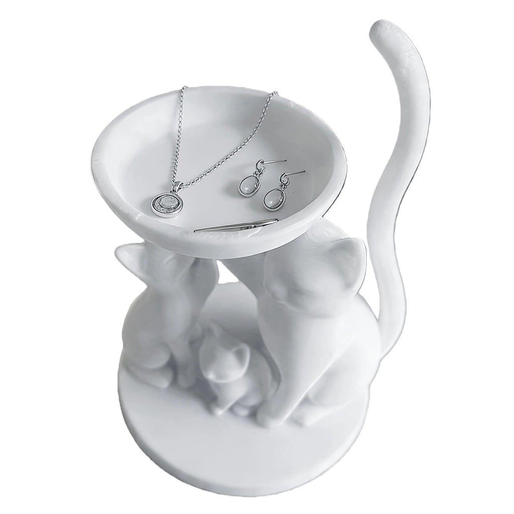 Cat Shaped Jewelry Tray 3D Printed Decorative Ring Holder, Gifts for Cats Lovers