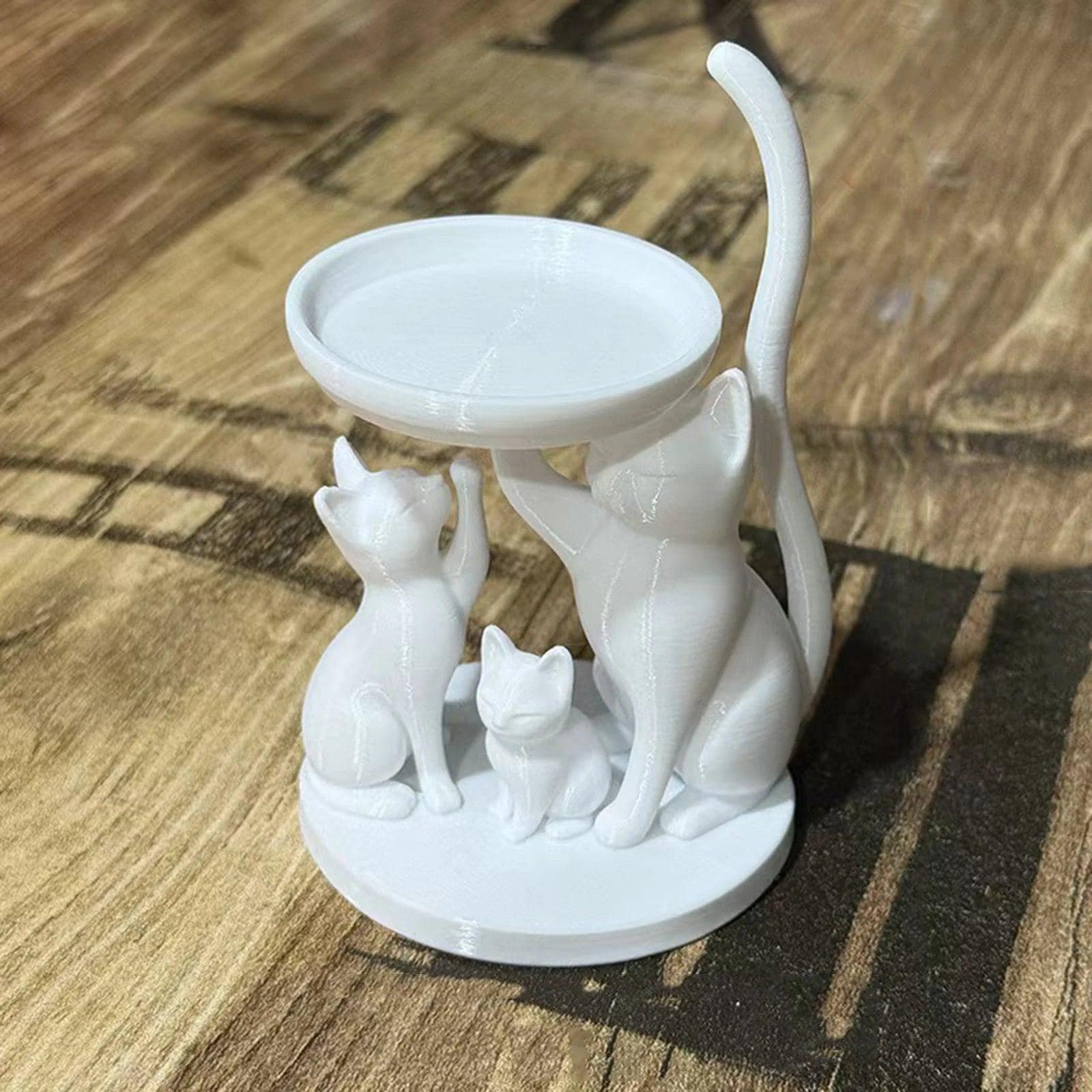 Cat Shaped Jewelry Tray 3D Printed Decorative Ring Holder, Gifts for Cats Lovers