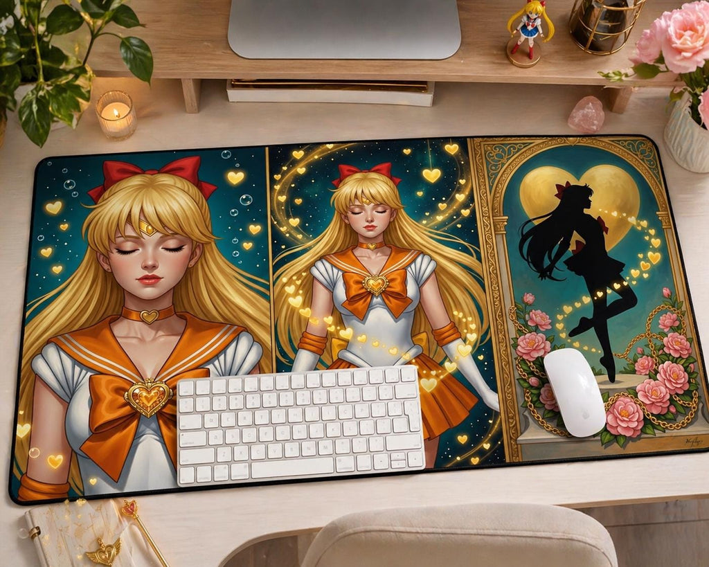 Magical Girl Desk Mat, Anime Mouse Pad, Kawaii Desk Setup, Aesthetic Gaming Mat, Cute Office Decor, Gift for Anime Lover