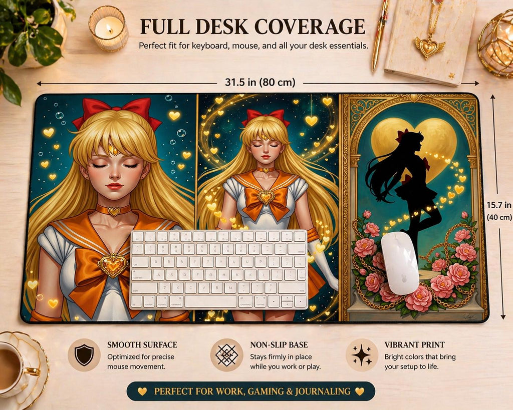 Magical Girl Desk Mat, Anime Mouse Pad, Kawaii Desk Setup, Aesthetic Gaming Mat, Cute Office Decor, Gift for Anime Lover