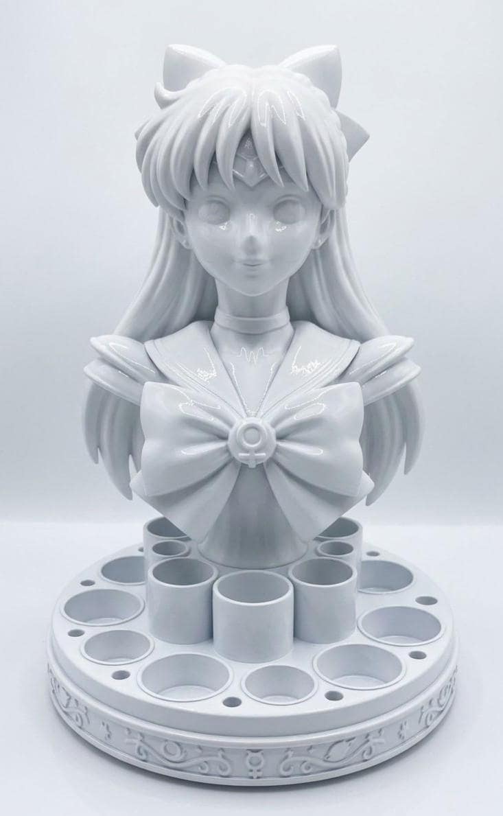 Magical Girl Makeup Brush Holder, Anime Inspired Bust Organizer, Kawaii Vanity Storage, 3D Printed Desk Decor, Cute Gift for Her