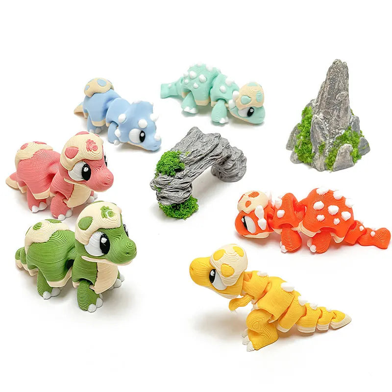 Mini 3D Printed Dinosaur Toys - Movable Joints, Flexi
