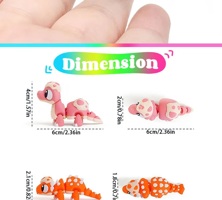 Mini 3D Printed Dinosaur Toys - Movable Joints, Flexi