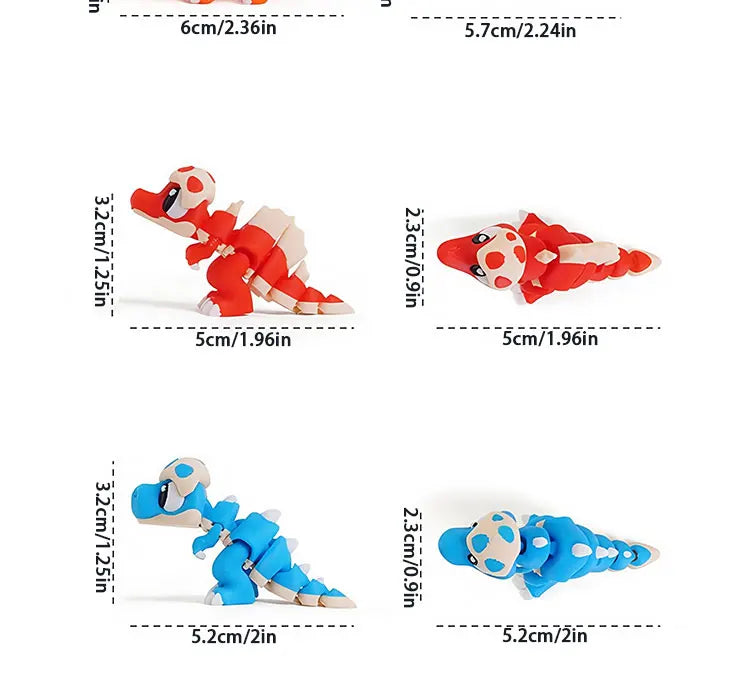 Mini 3D Printed Dinosaur Toys - Movable Joints, Flexi