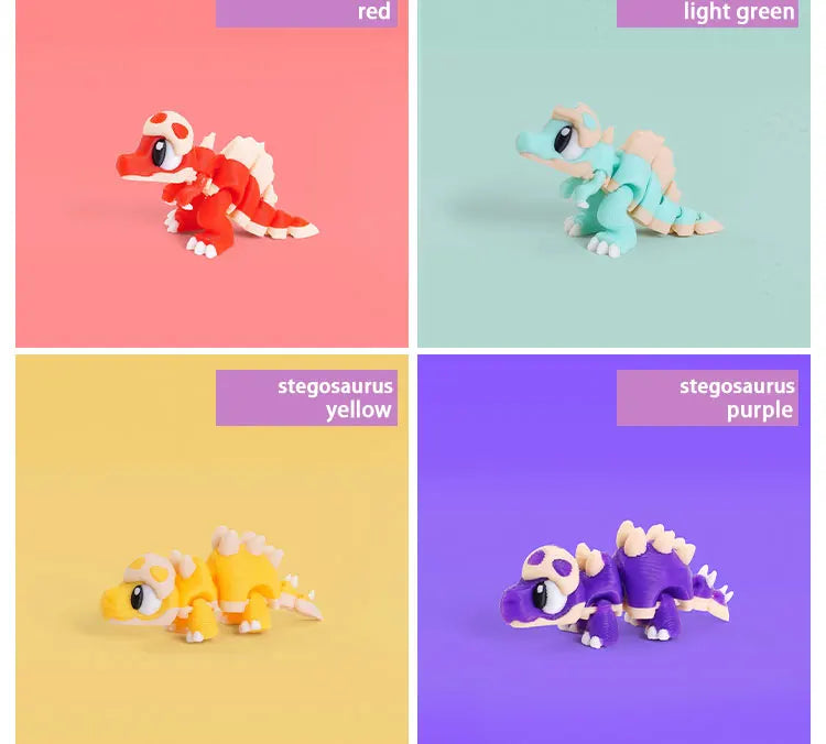 Mini 3D Printed Dinosaur Toys - Movable Joints, Flexi
