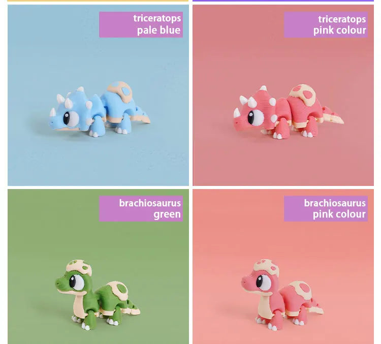 Mini 3D Printed Dinosaur Toys - Movable Joints, Flexi