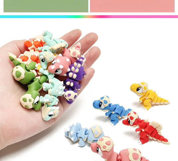 Mini 3D Printed Dinosaur Toys - Movable Joints, Flexi