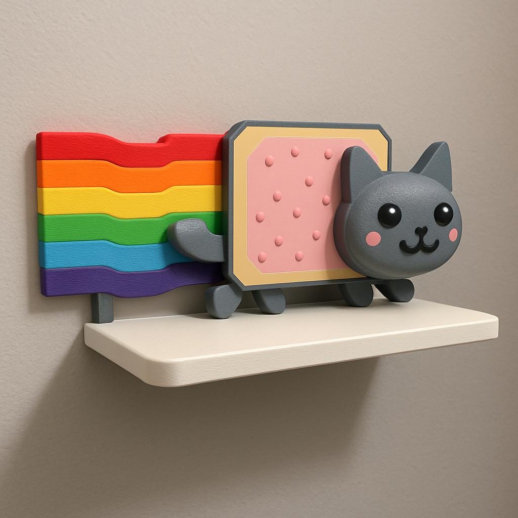 Mini Nyan Cat ,desktop display, cubicle, wall decor, kids room, Gifts , Christmas Christmas Gift3d printinggift