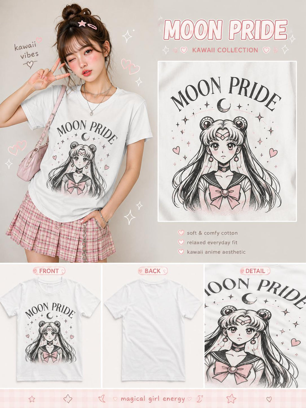 Moon Pride, Sailor Magical Girl ,Women’s cotton crew neck t-shirt