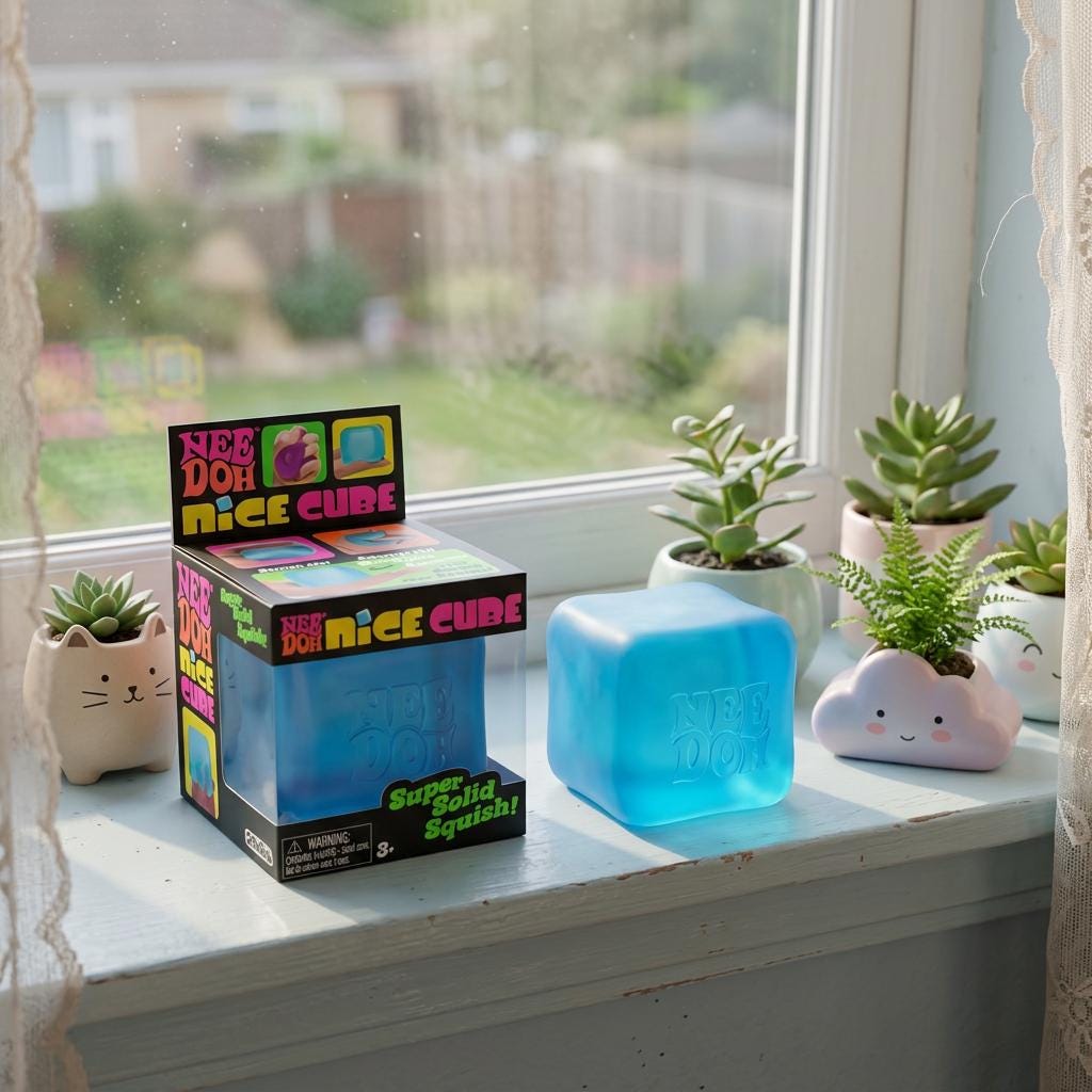 Schylling Needoh Nice Cube Sensory Fidget Cube Stress Relief Anxiety Sensory Tool for Focus ADHD & Office Desk Calming Gadget