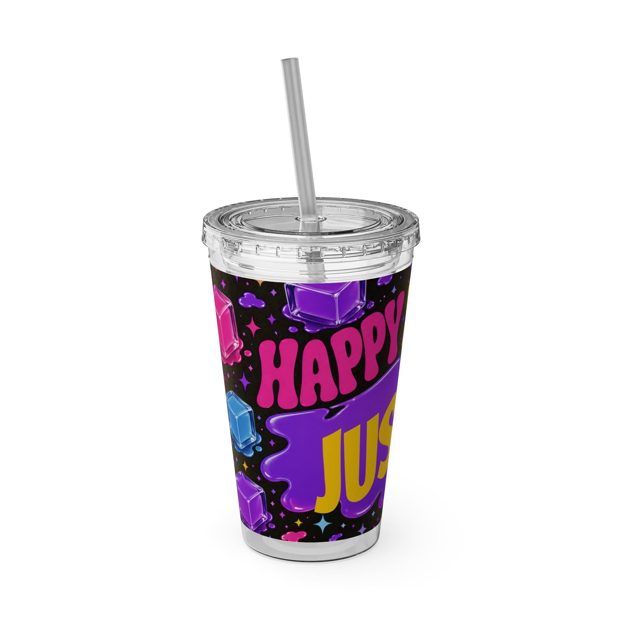 Personalized Gift, Happy Birthday , Viral Cube Gel Party Purple Splash Tumbler Party Favor, Custom Party Favor, Needoh Party