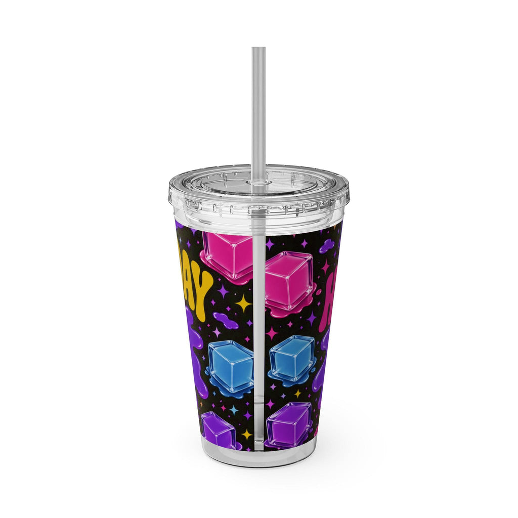 Personalized Gift, Happy Birthday , Viral Cube Gel Party Purple Splash Tumbler Party Favor, Custom Party Favor, Needoh Party