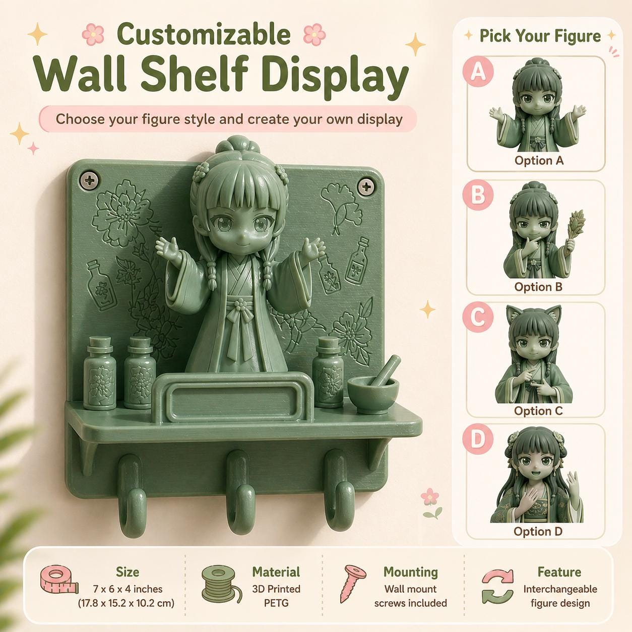 Apothecary Diaries Mini Shelf | Mother's Day Girl | Desk Decor | Garage Kit | Kawaii Decor