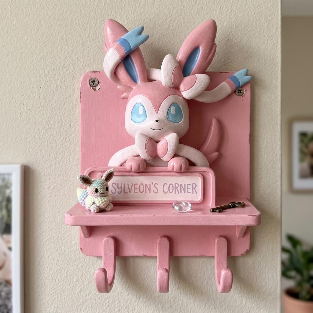 Personalized Shelf with Hooks, 3D Printed Anime Decor, Desk Organizer