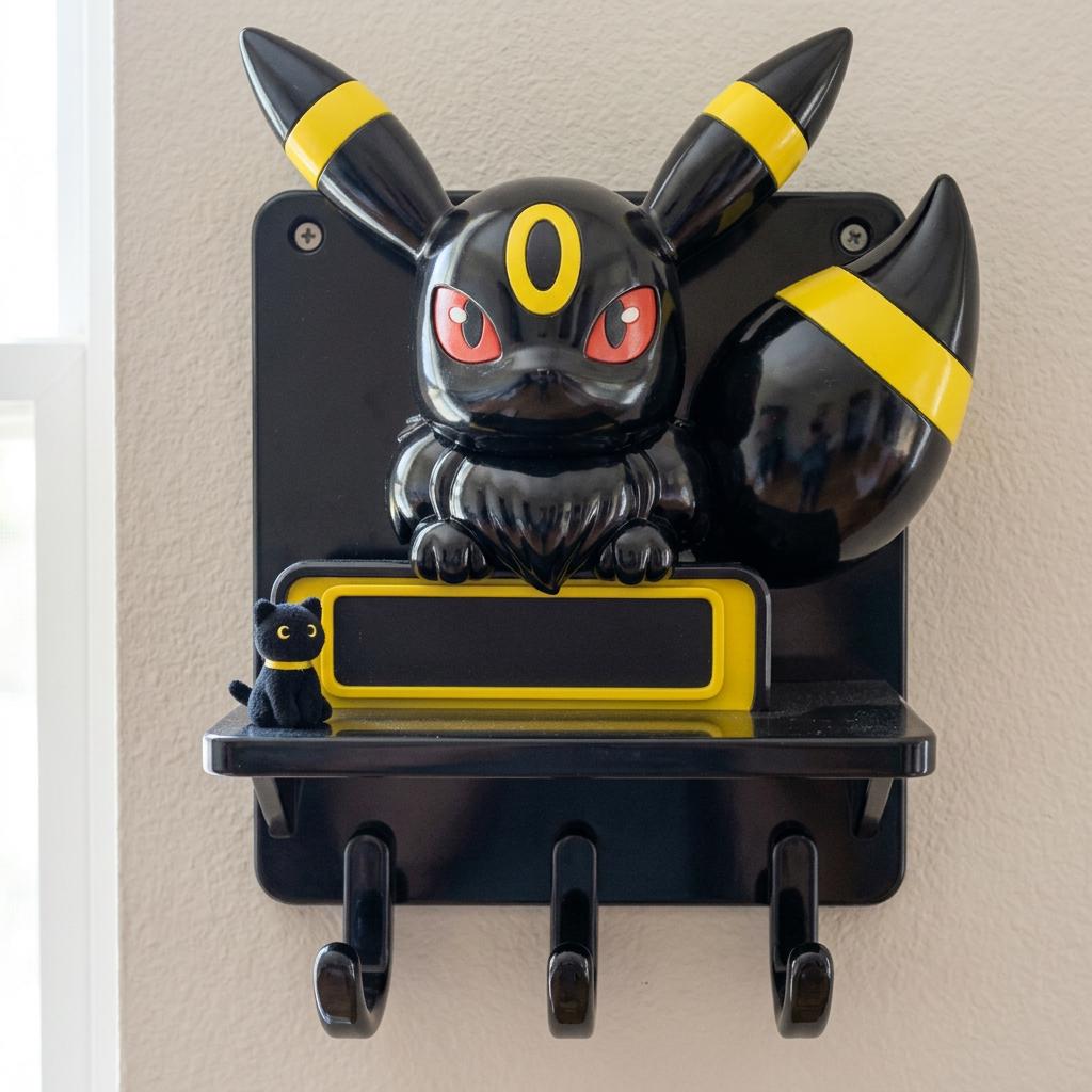 Personalized Umbreon Shelf with Hooks, Pocket Monster Key Holder, 3D Printed, Anime Art