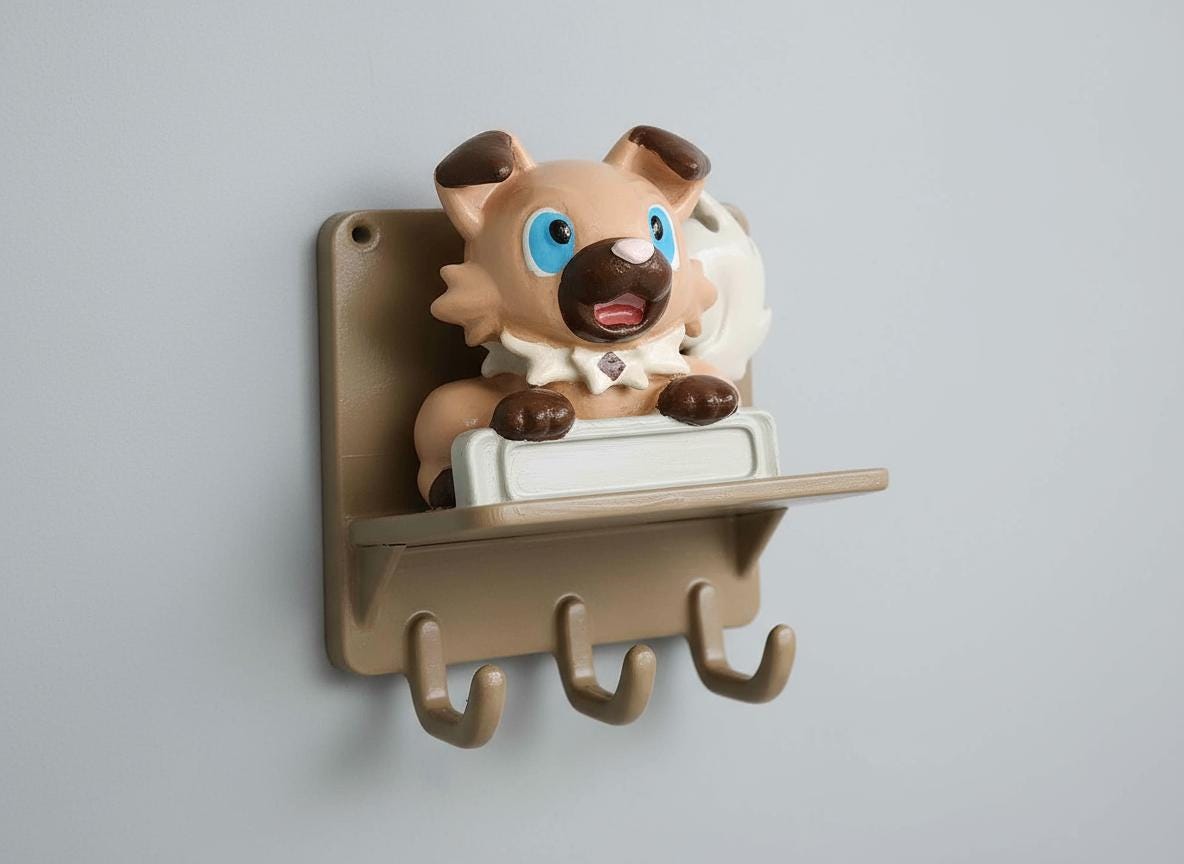 Personalized Wall Decor , shelf with hooks , RockRuff Pokemon , 3d printing, customizable