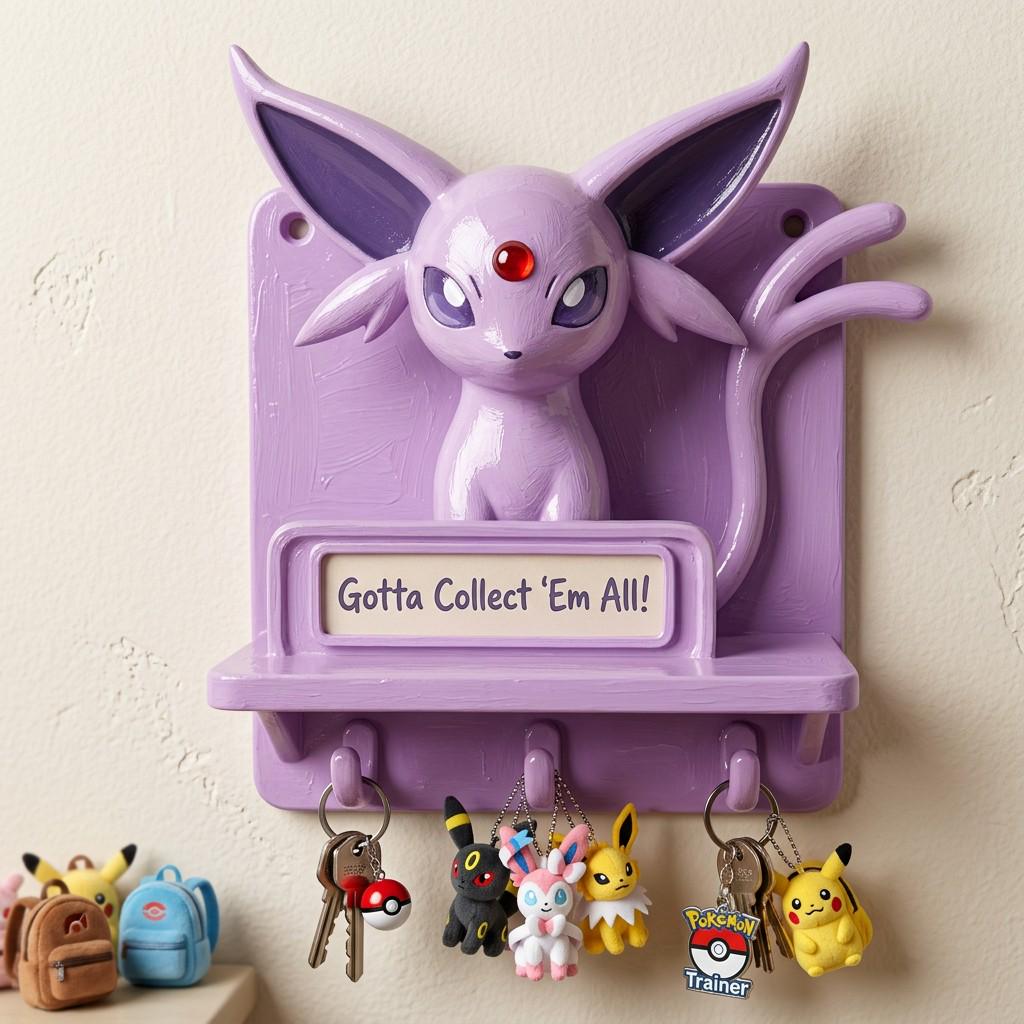 Personalized shelf with hooks , Espeon Pocket Monster